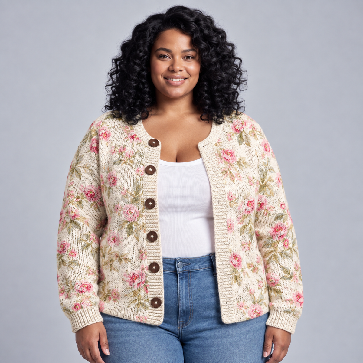 Kerensa | Vintage Floral Knit Cardigan