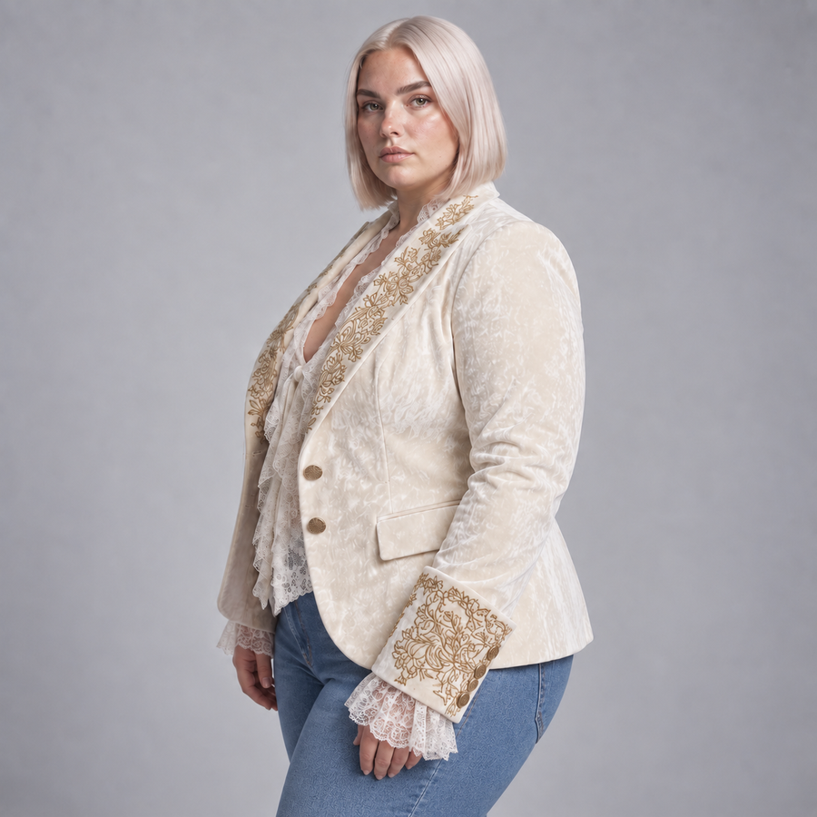 Genevieve | Ivory Embroidered Blazer
