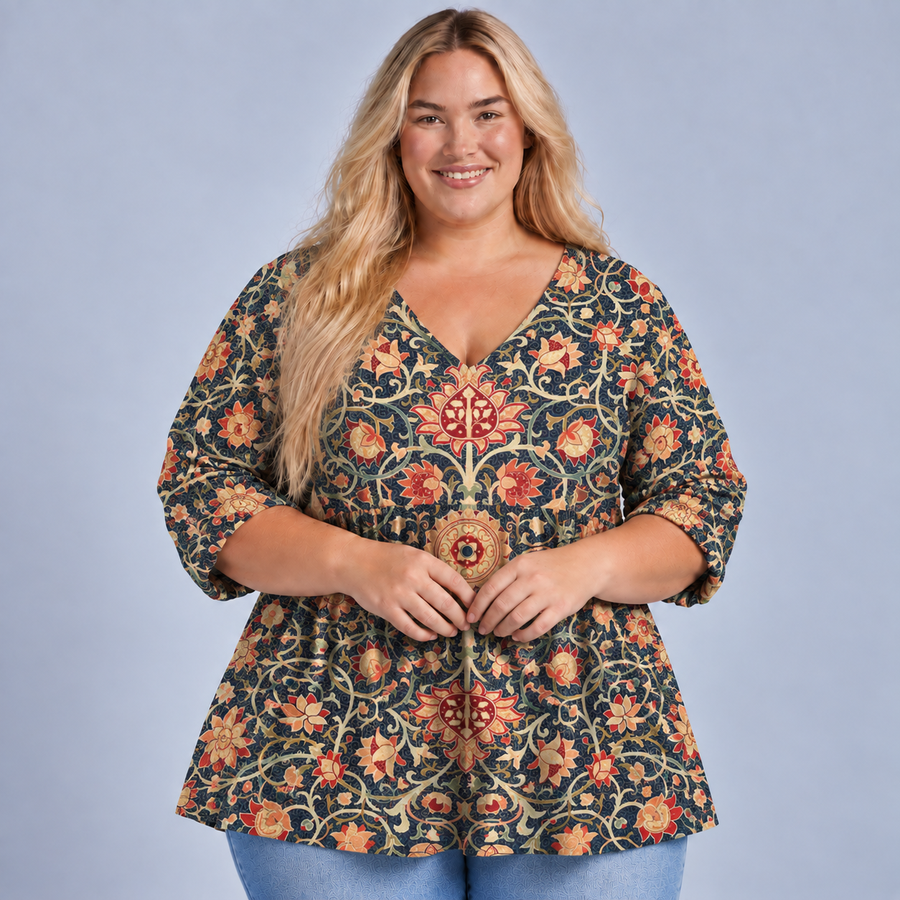 Celine | Long Blouse with V-Neck