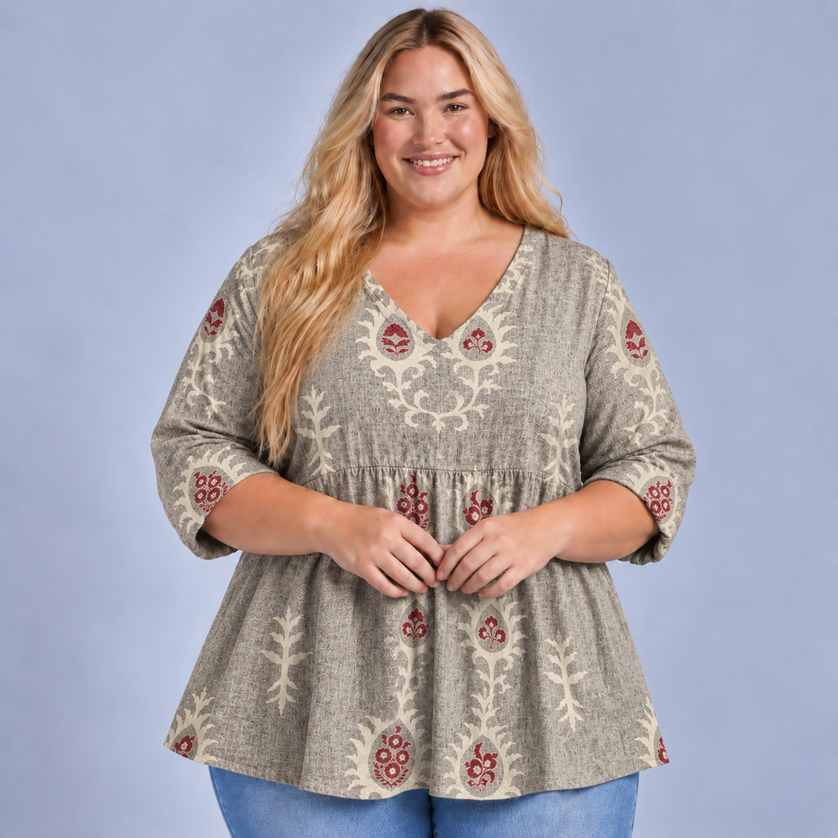 Elise | Long Blouse with V-Neck