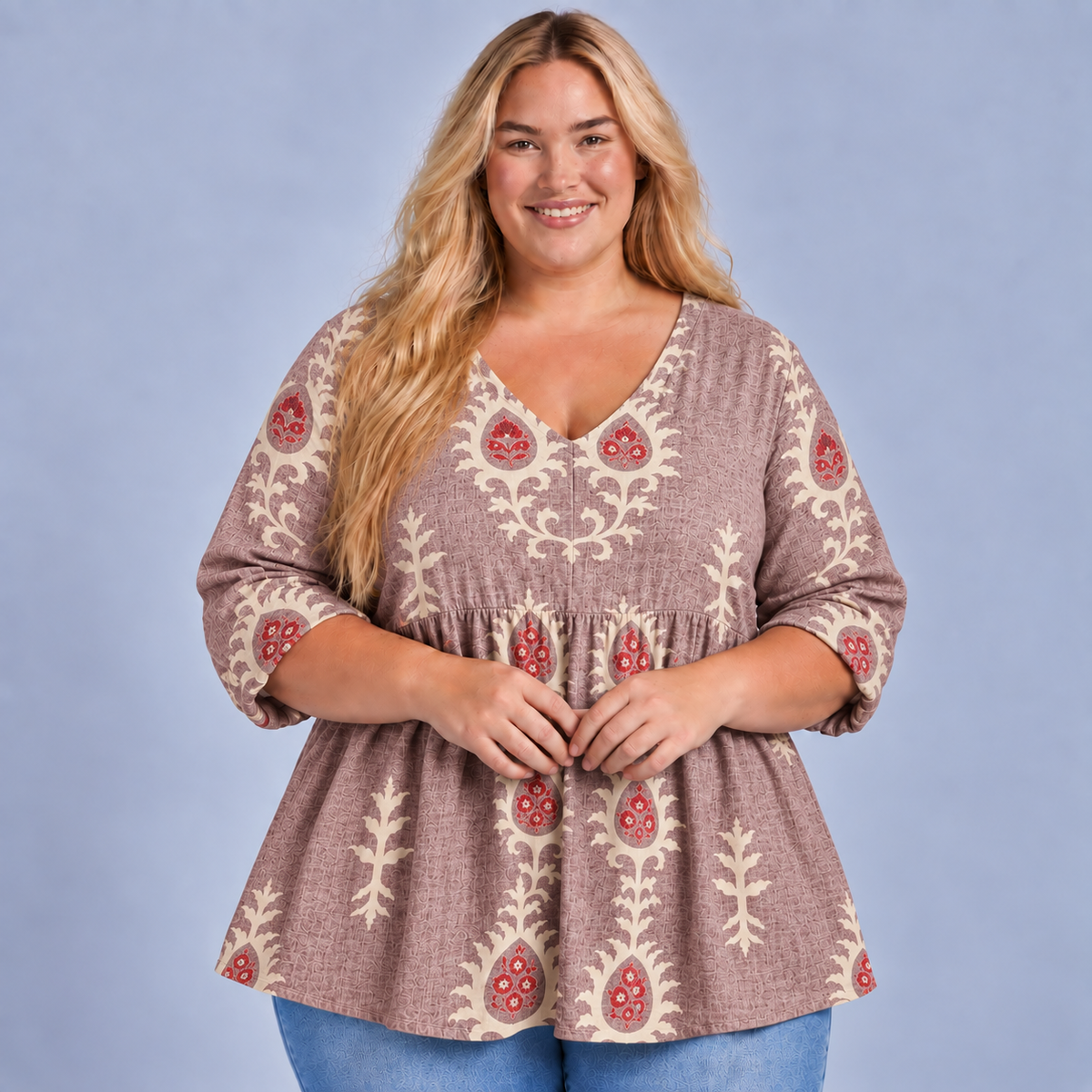 Elise | Long Blouse with V-Neck
