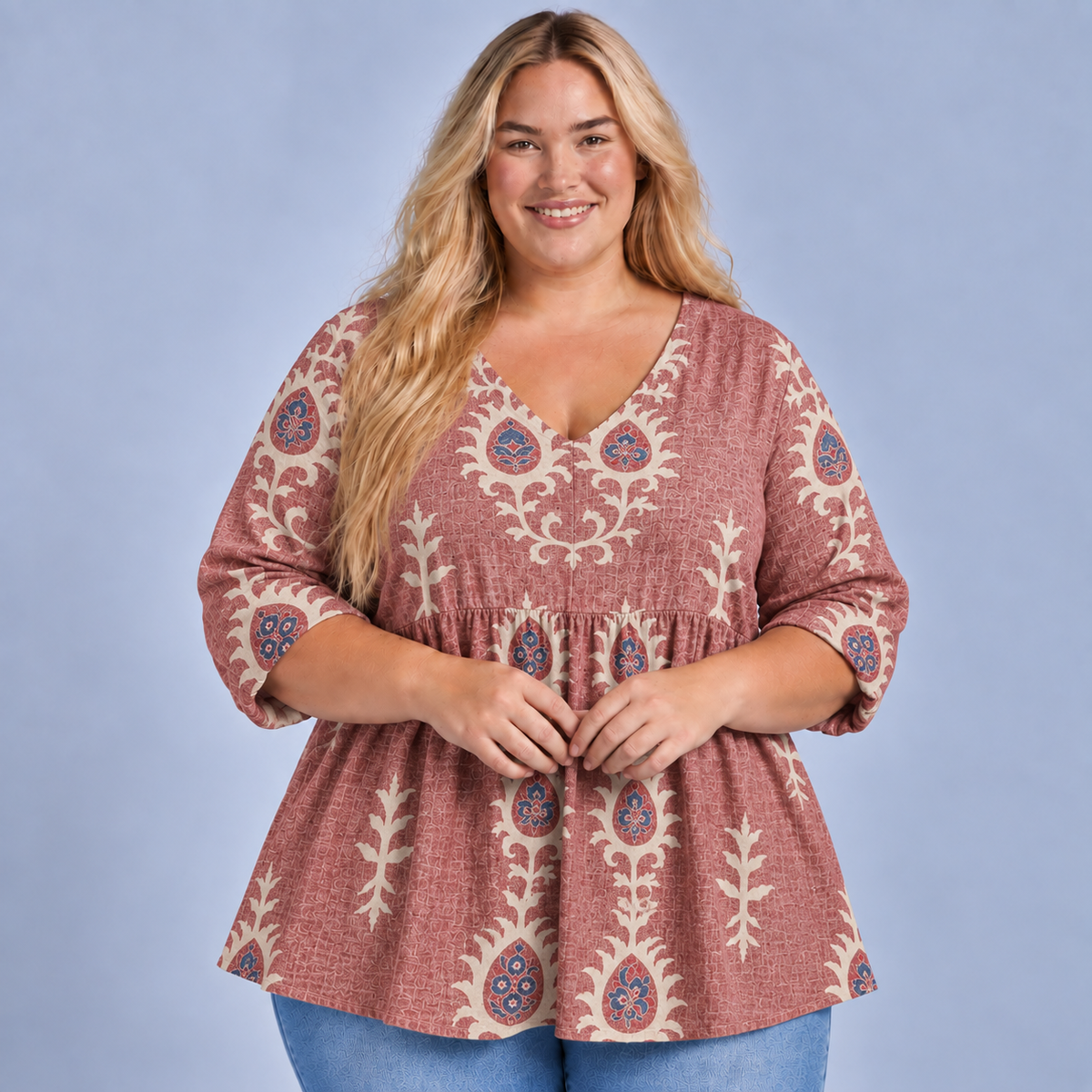 Elise | Long Blouse with V-Neck