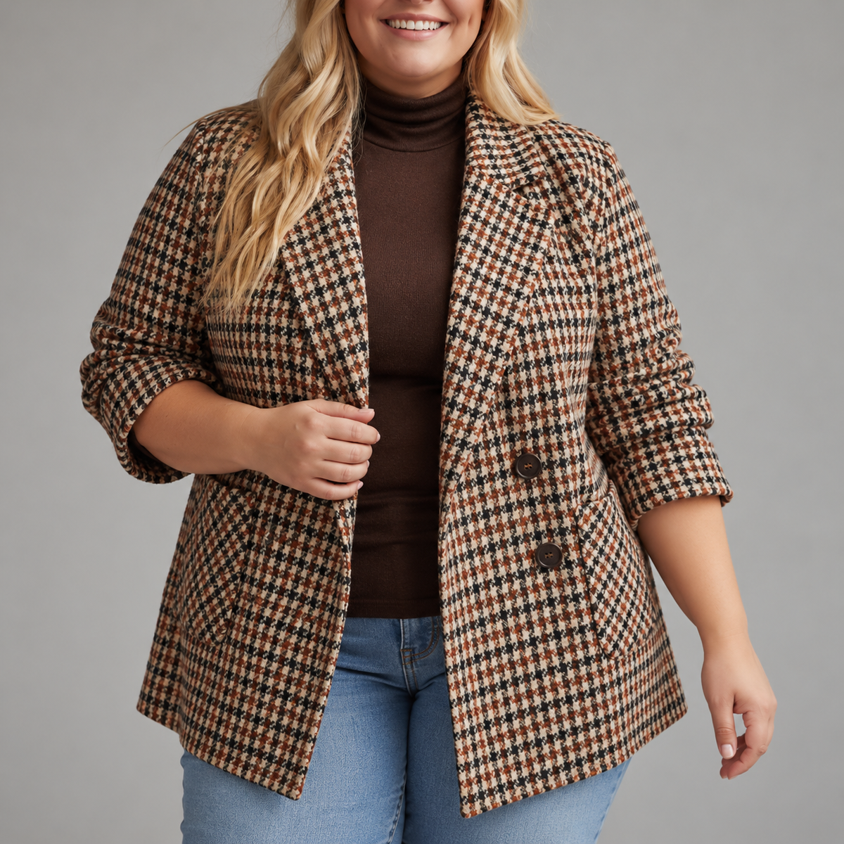 Maristelle | Houndstooth Blazer Coat
