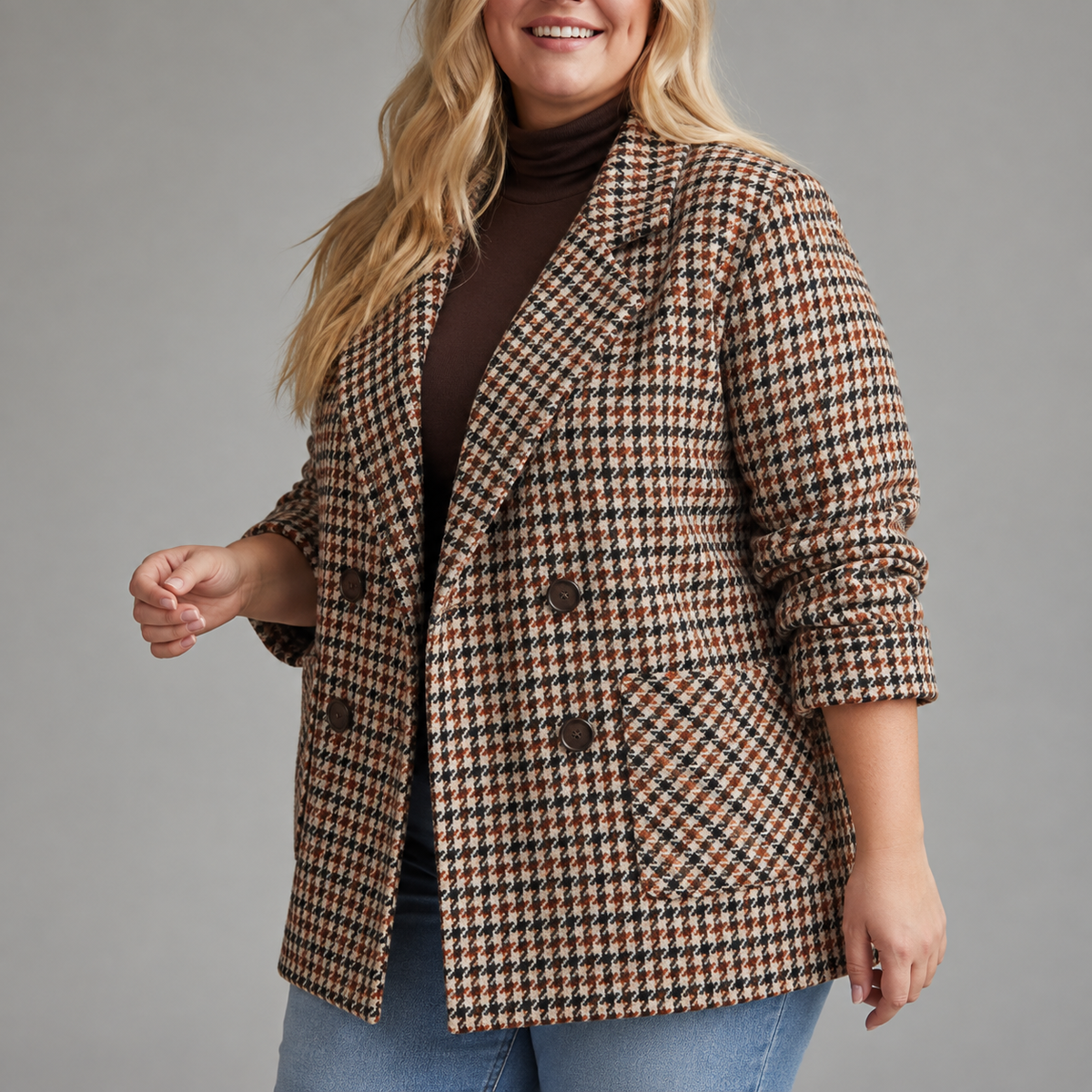 Maristelle | Houndstooth Blazer Coat