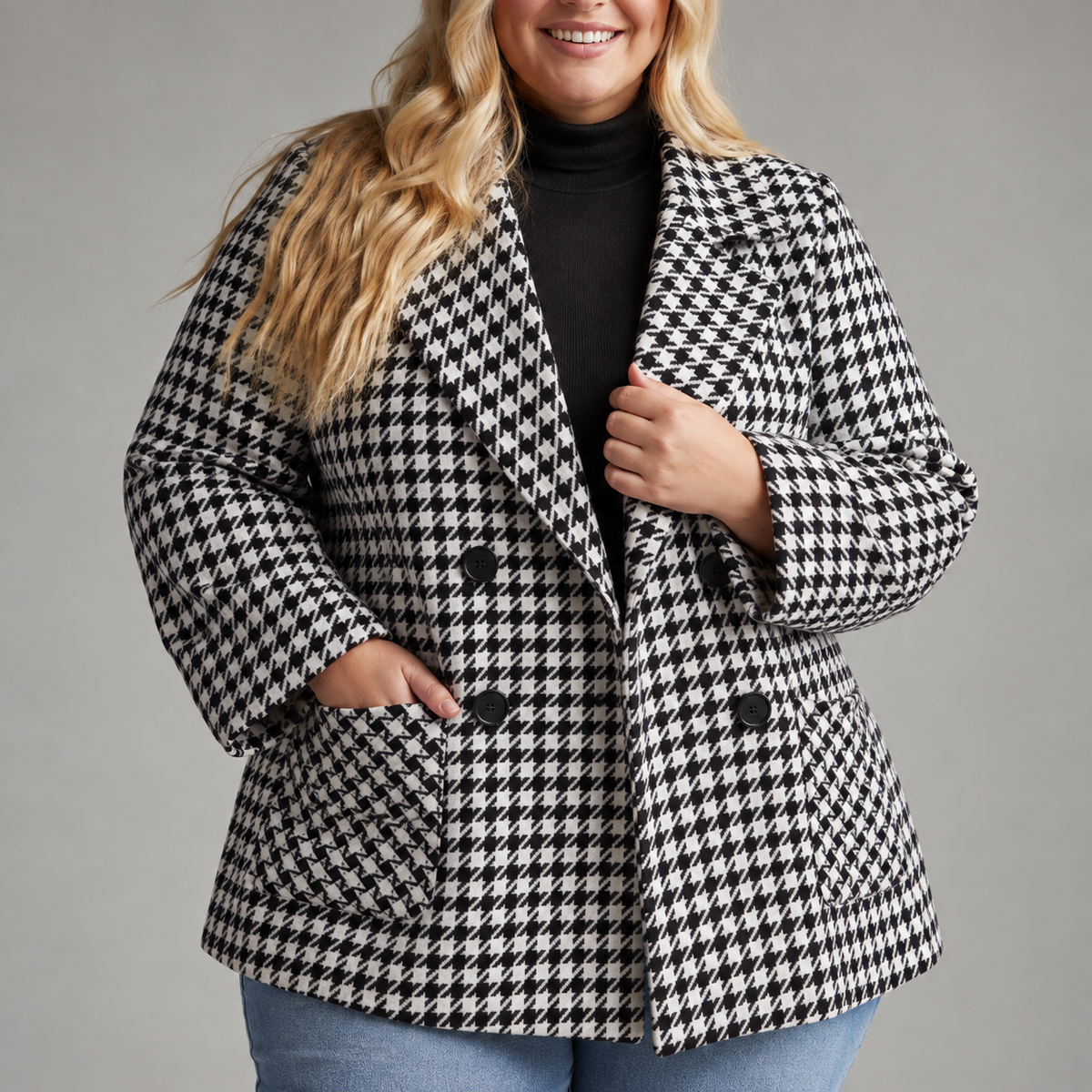 Maristelle | Houndstooth Blazer Coat