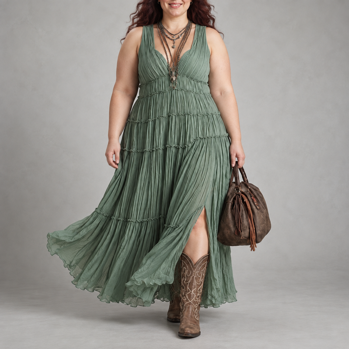 Lucrezia | Gathered V-Neck Maxi Dress