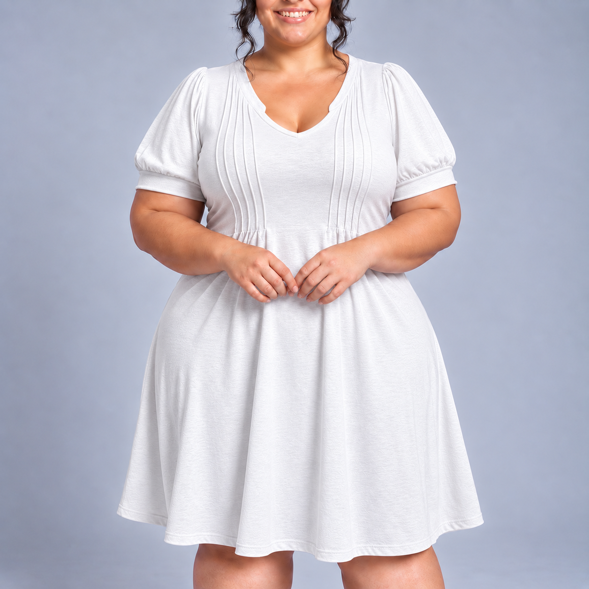 Marielle | Puff-Sleeve U-Neck Dress