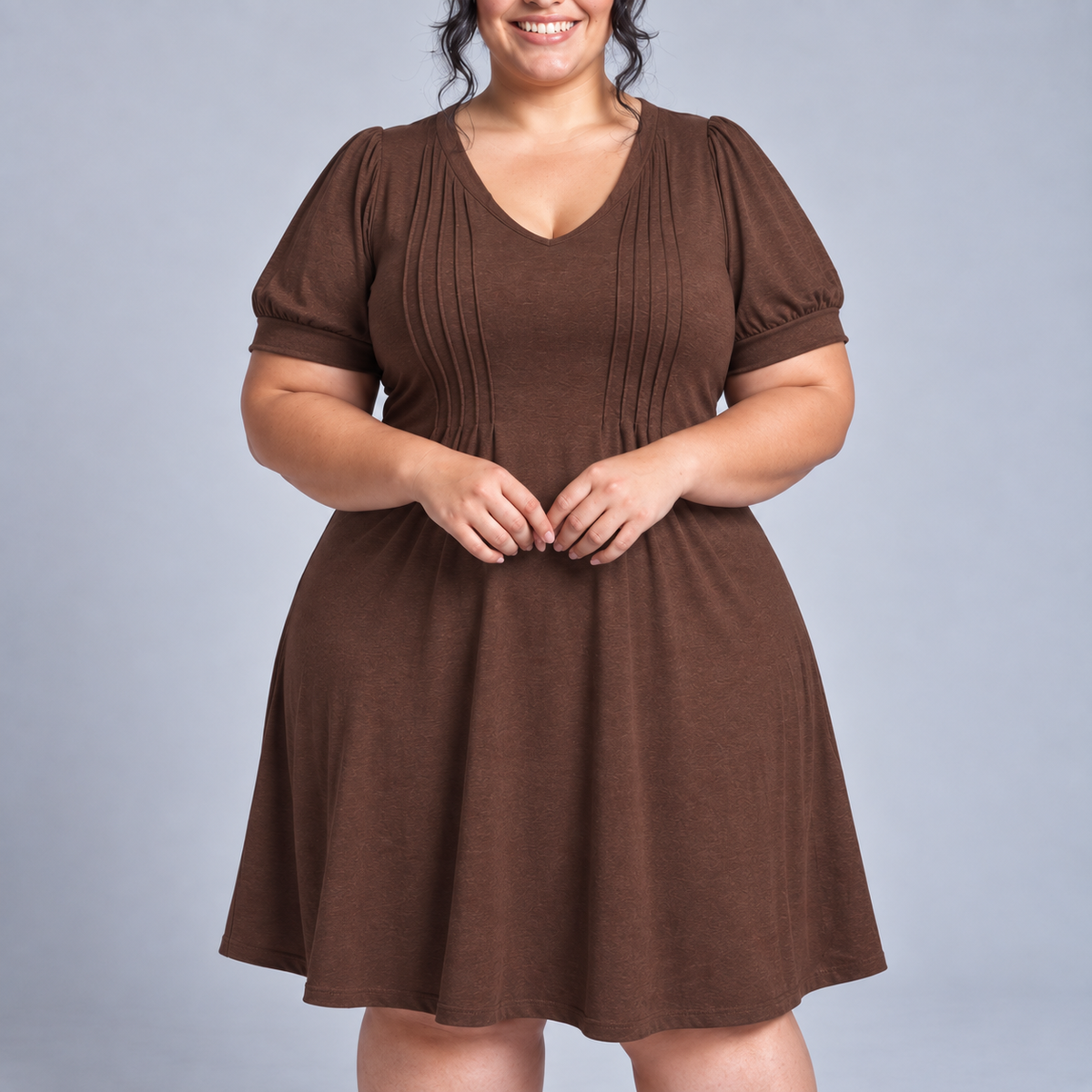 Marielle | Puff-Sleeve U-Neck Dress