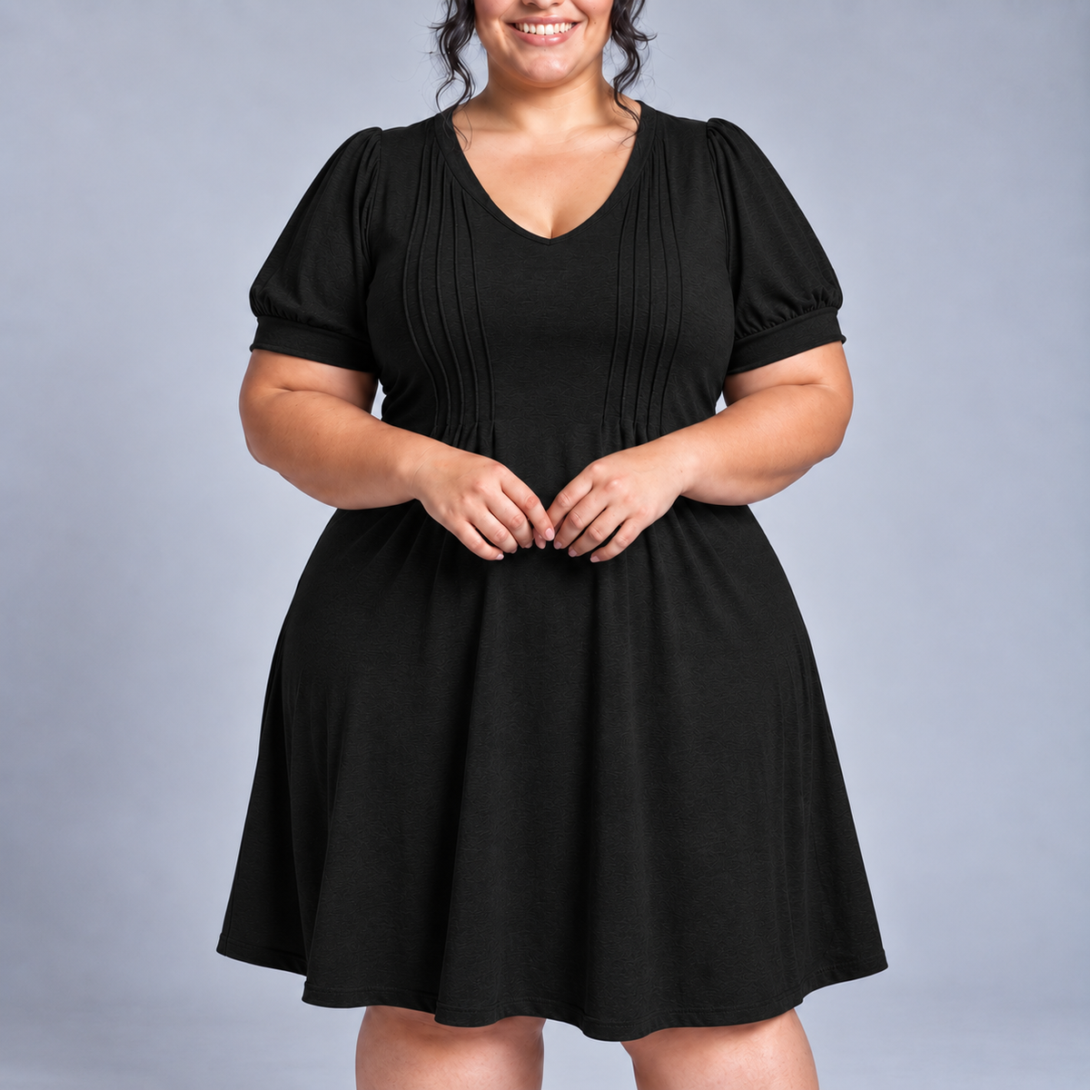 Marielle | Puff-Sleeve U-Neck Dress