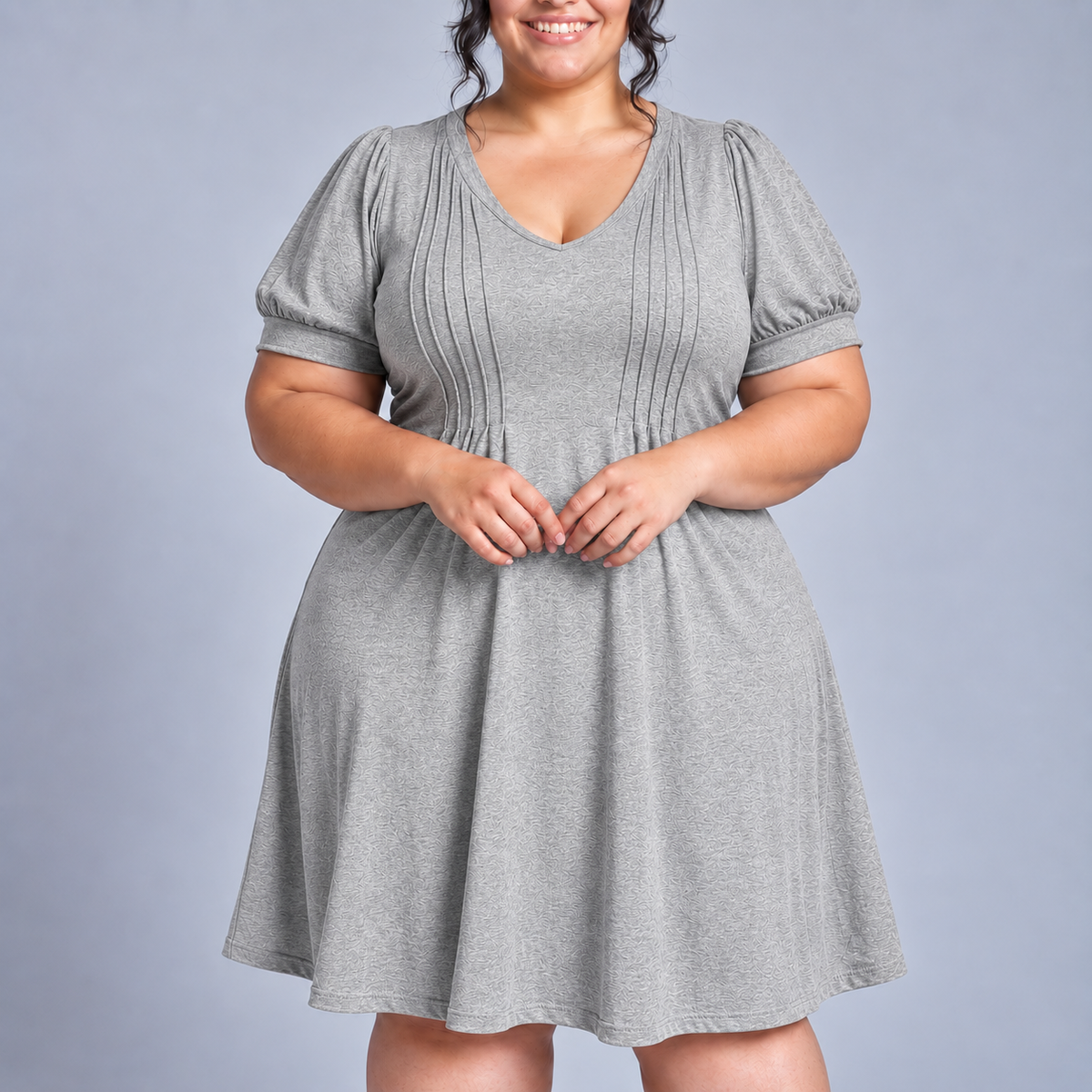 Marielle | Puff-Sleeve U-Neck Dress
