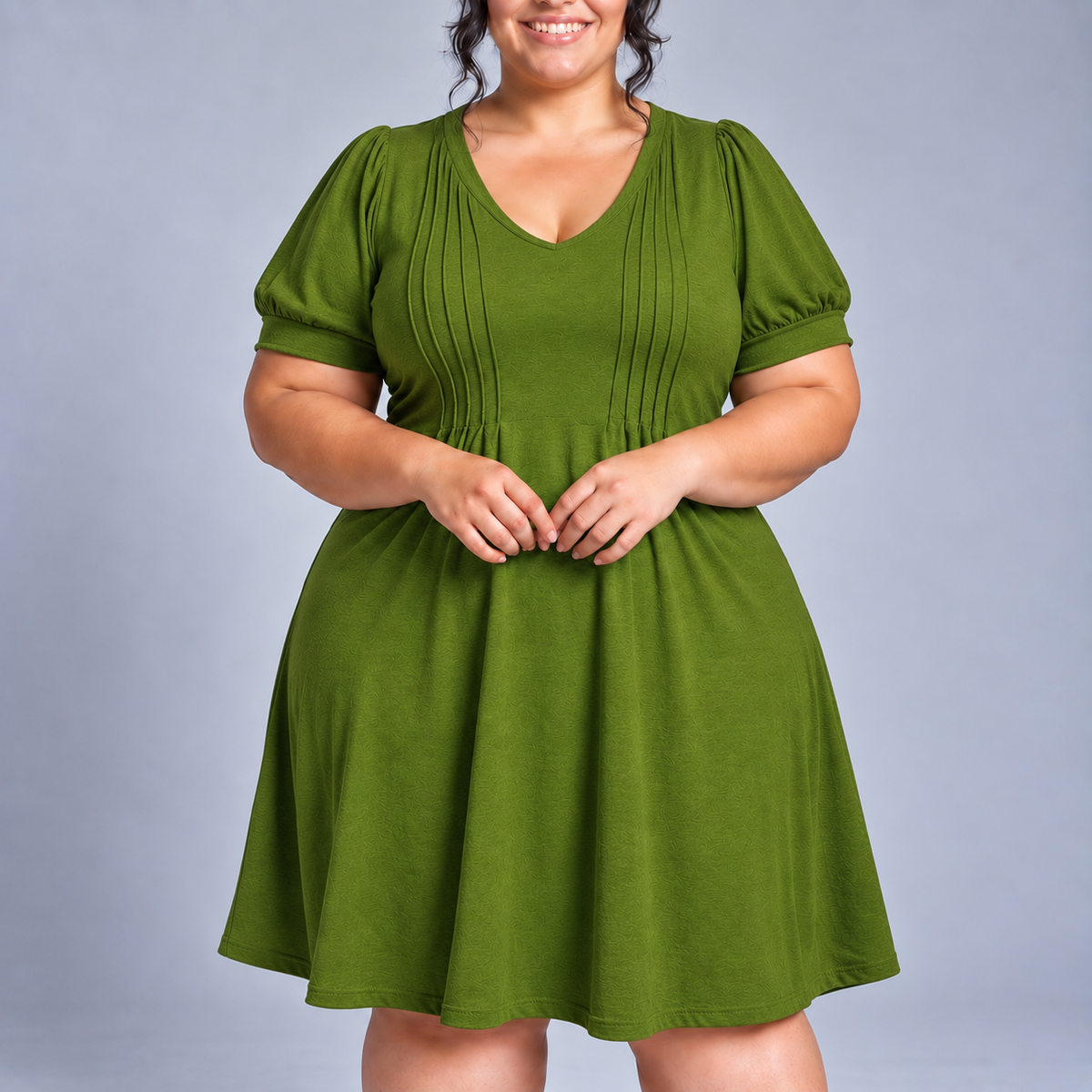 Marielle | Puff-Sleeve U-Neck Dress