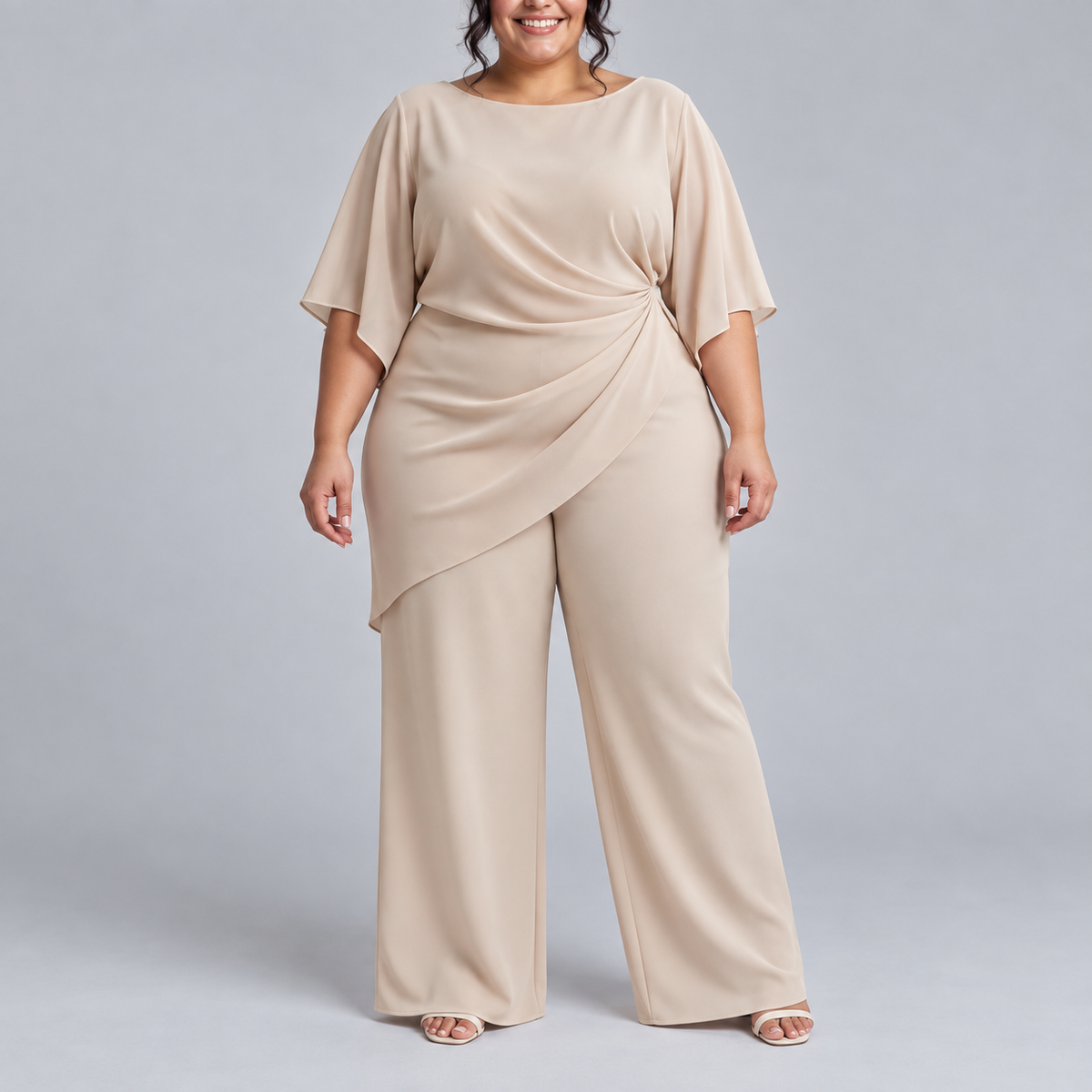 Lucretia Draped Asymmetric Wide-Leg Set