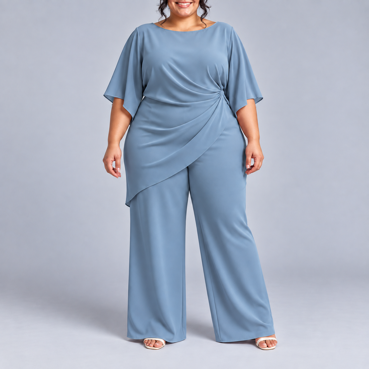 Lucretia Draped Asymmetric Wide-Leg Set