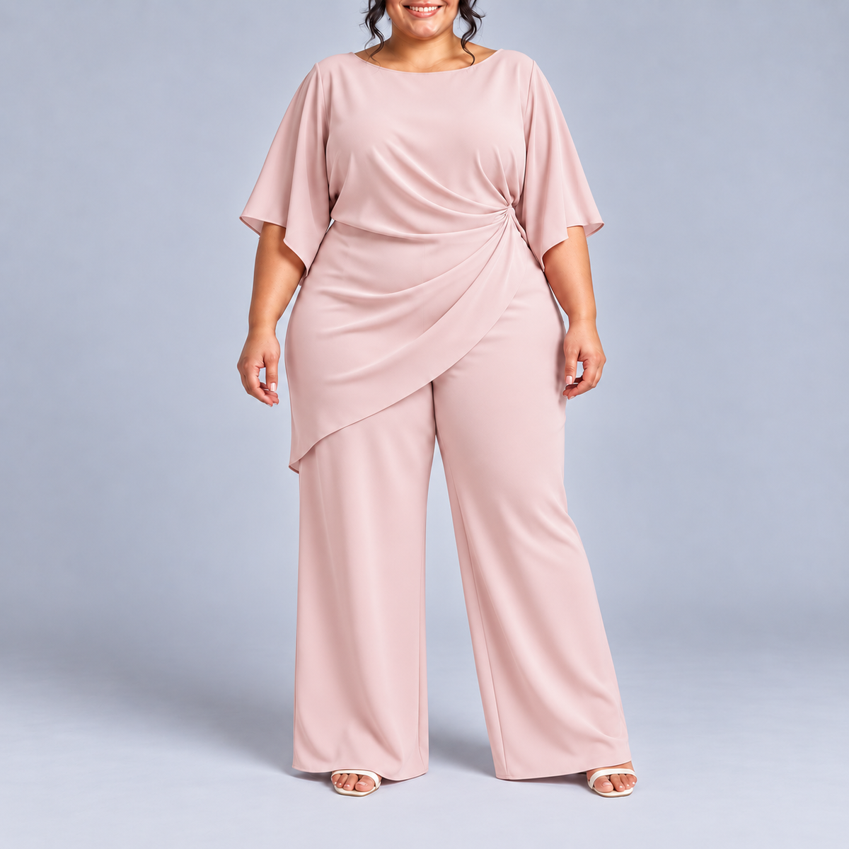 Lucretia Draped Asymmetric Wide-Leg Set