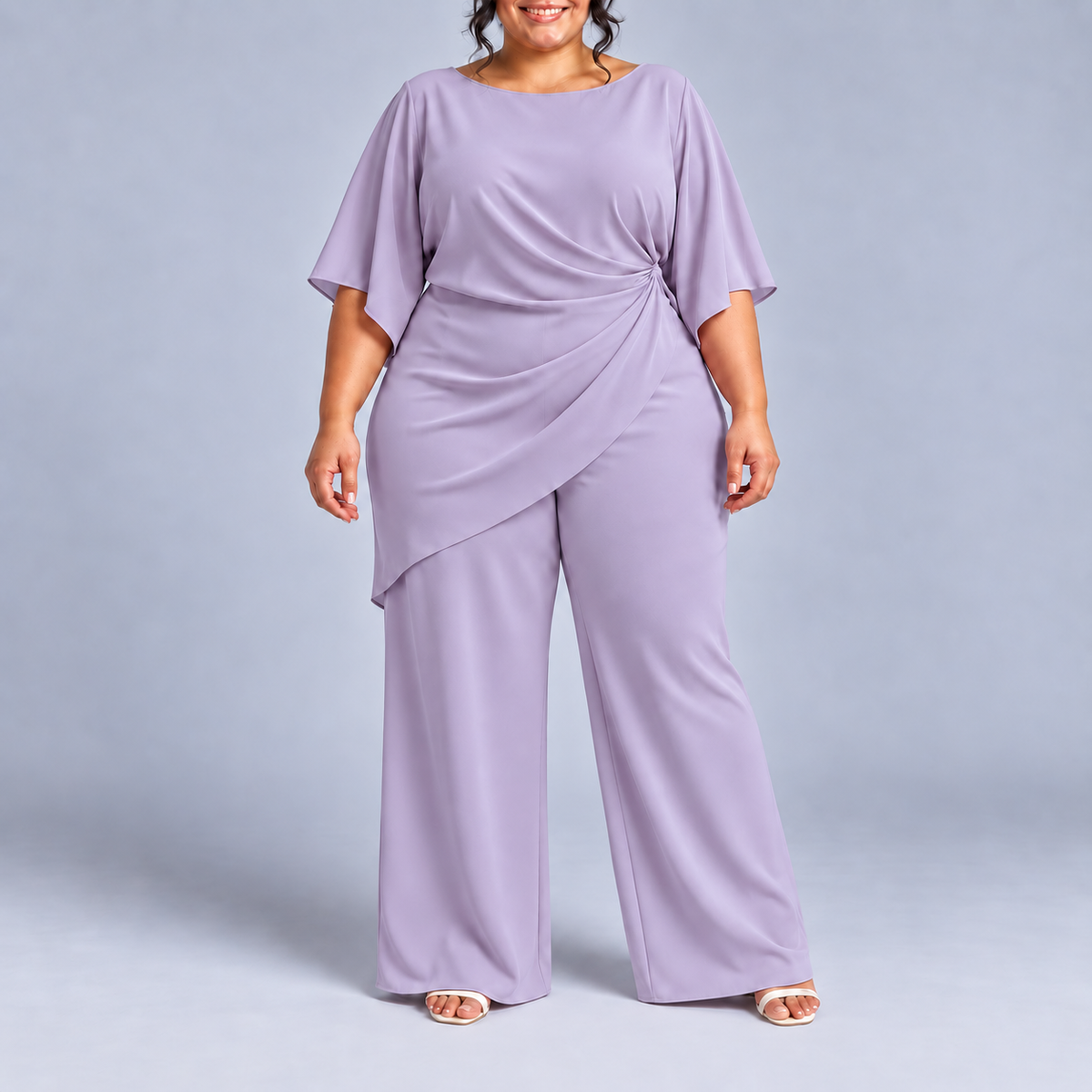 Lucretia Draped Asymmetric Wide-Leg Set