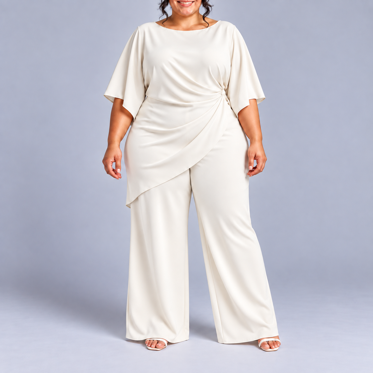 Lucretia Draped Asymmetric Wide-Leg Set
