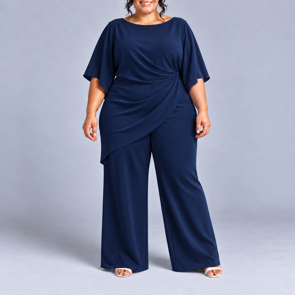 Lucretia Draped Asymmetric Wide-Leg Set