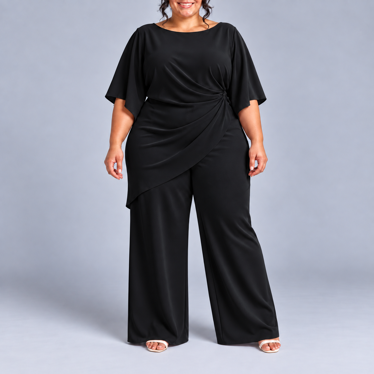 Lucretia Draped Asymmetric Wide-Leg Set