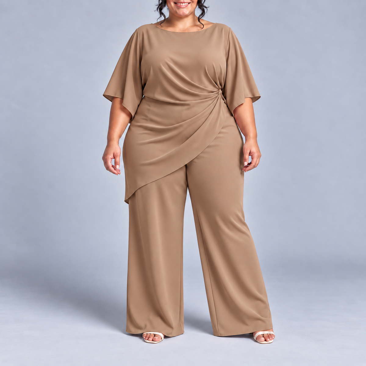 Lucretia Draped Asymmetric Wide-Leg Set