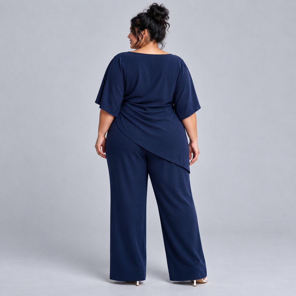 Lucretia Draped Asymmetric Wide-Leg Set