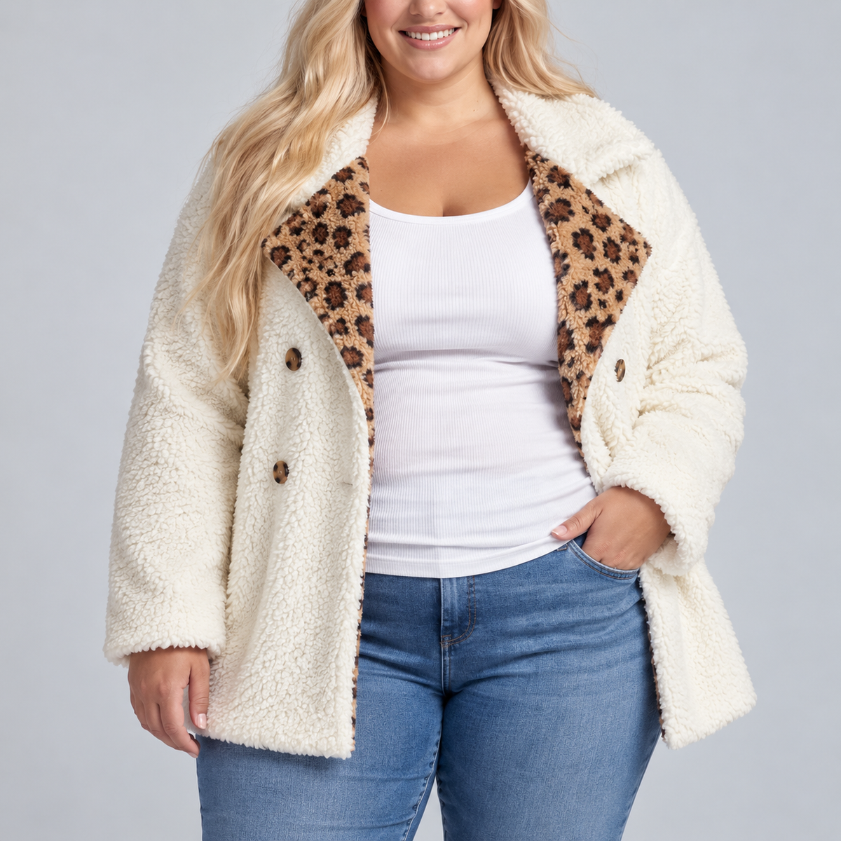 Lori Cozy Leopard Teddy Coat
