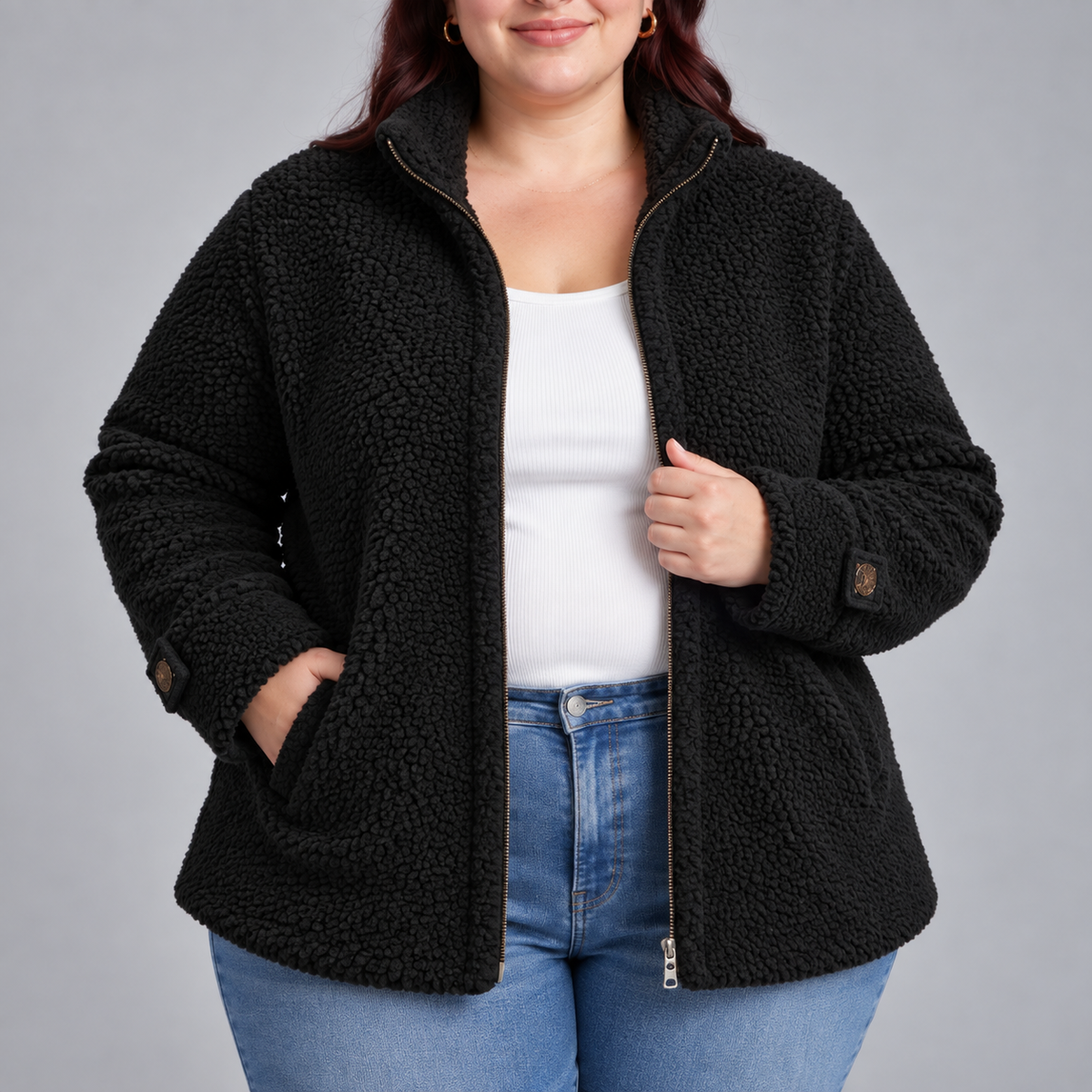 Marissa | Teddy Fleece Zip-Up Coat