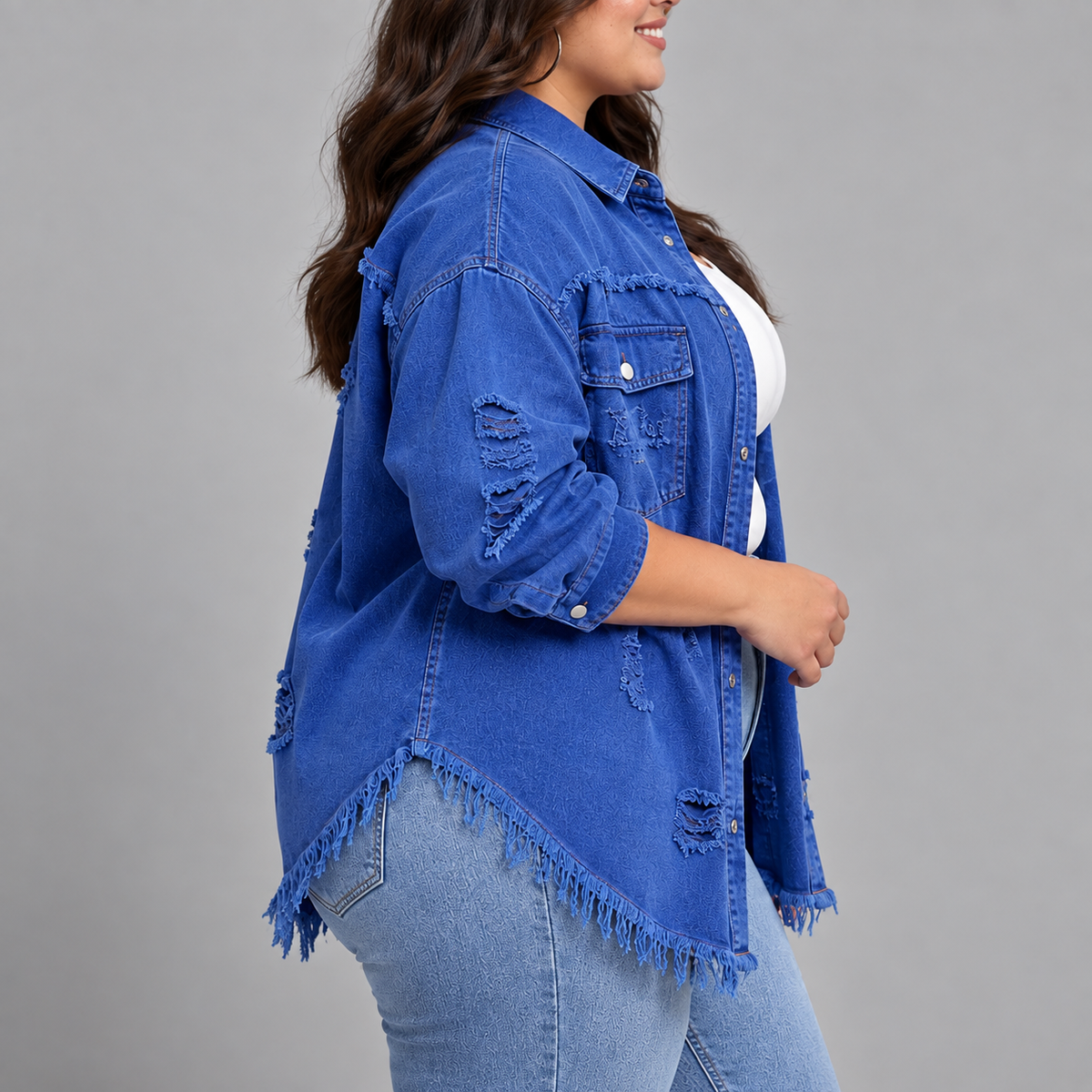 Nadine | Distressed Denim Blazer