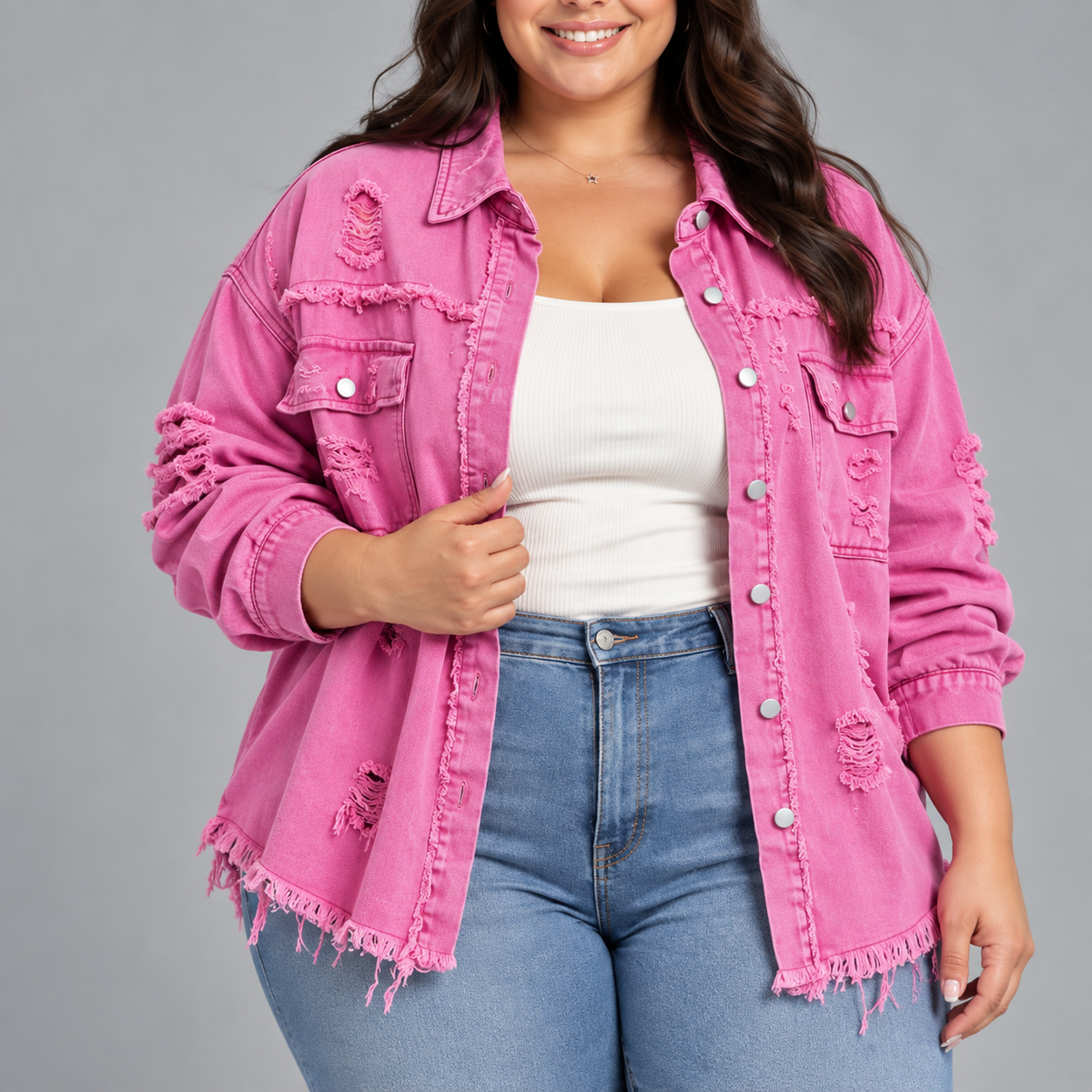 Nadine | Distressed Denim Blazer