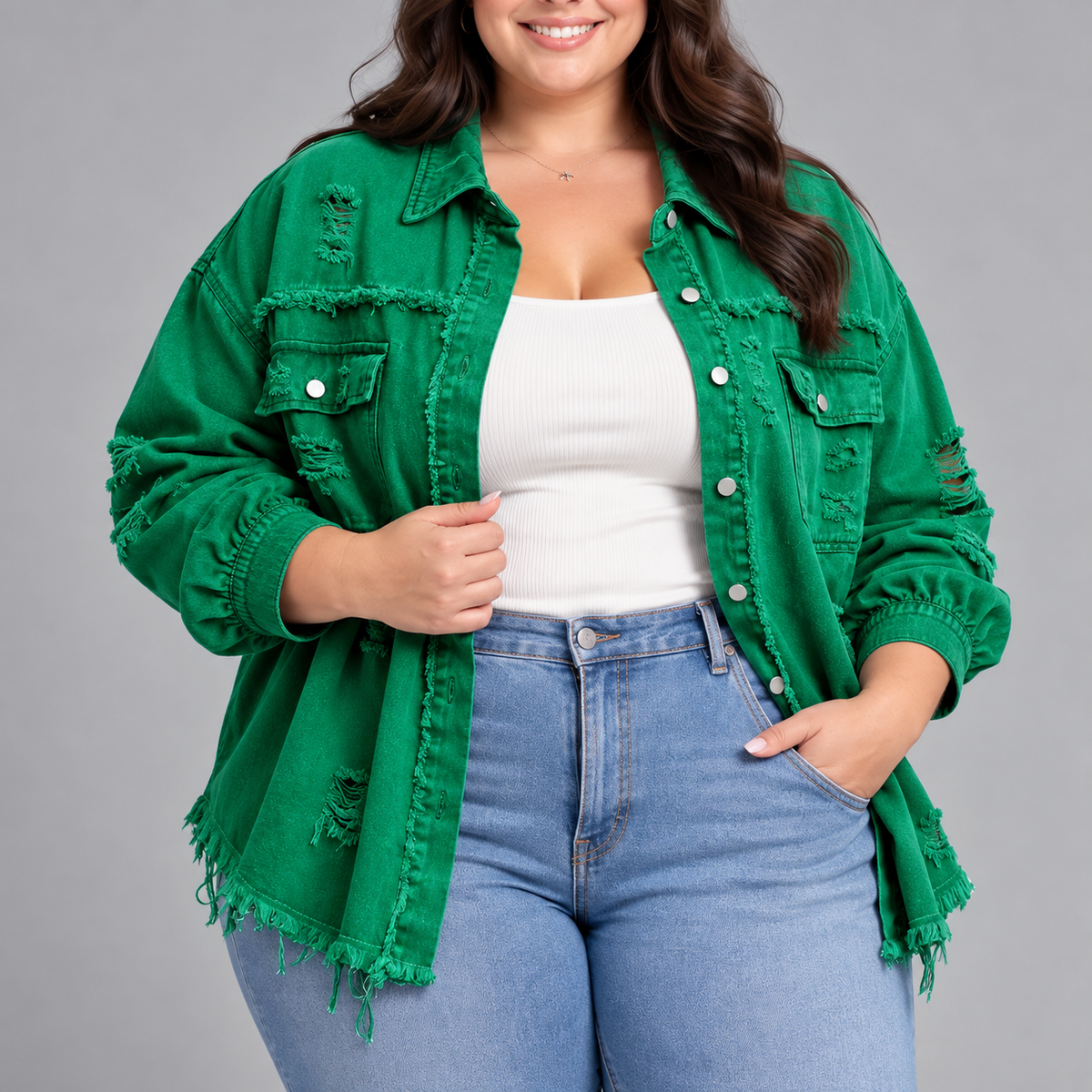 Nadine | Distressed Denim Blazer