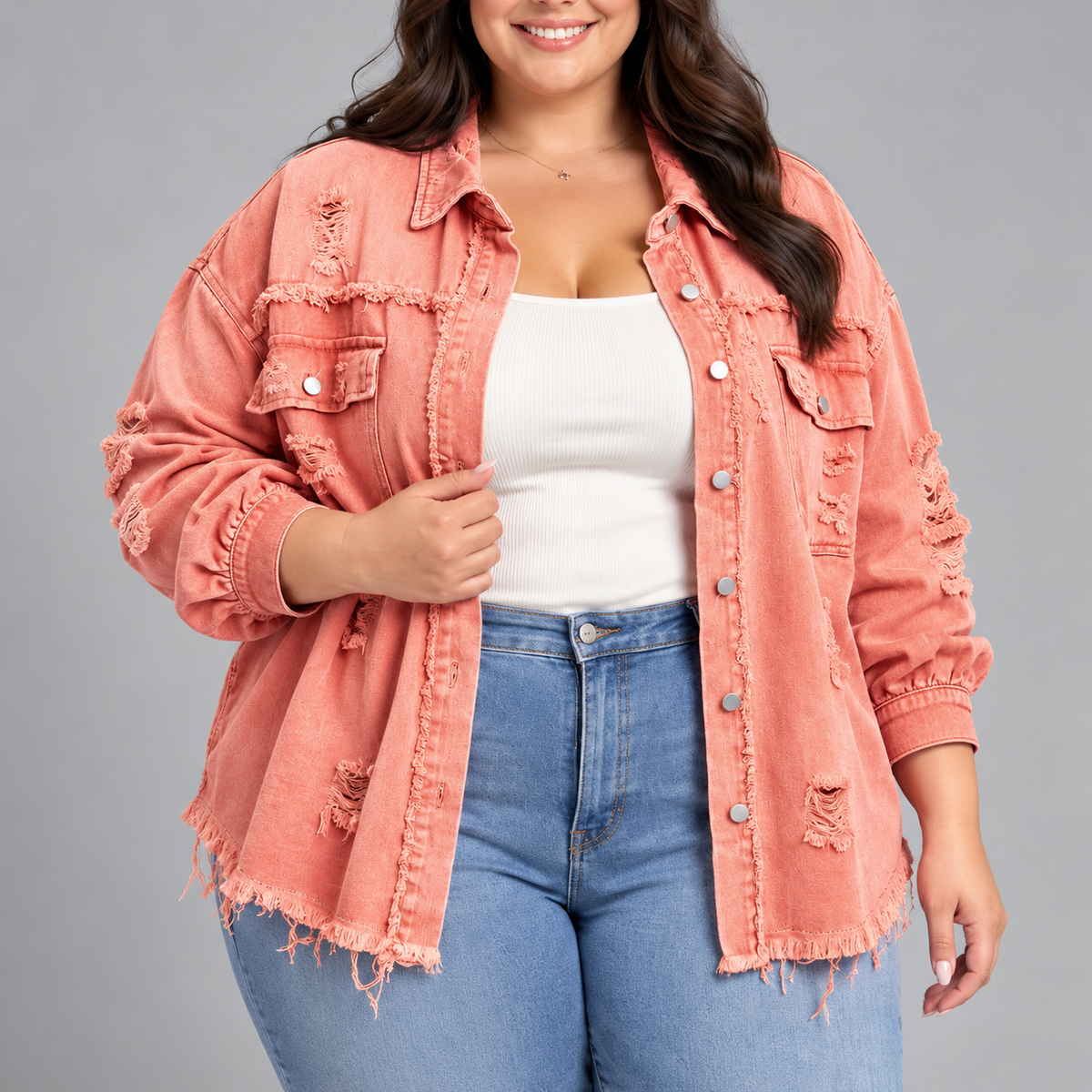 Nadine | Distressed Denim Blazer
