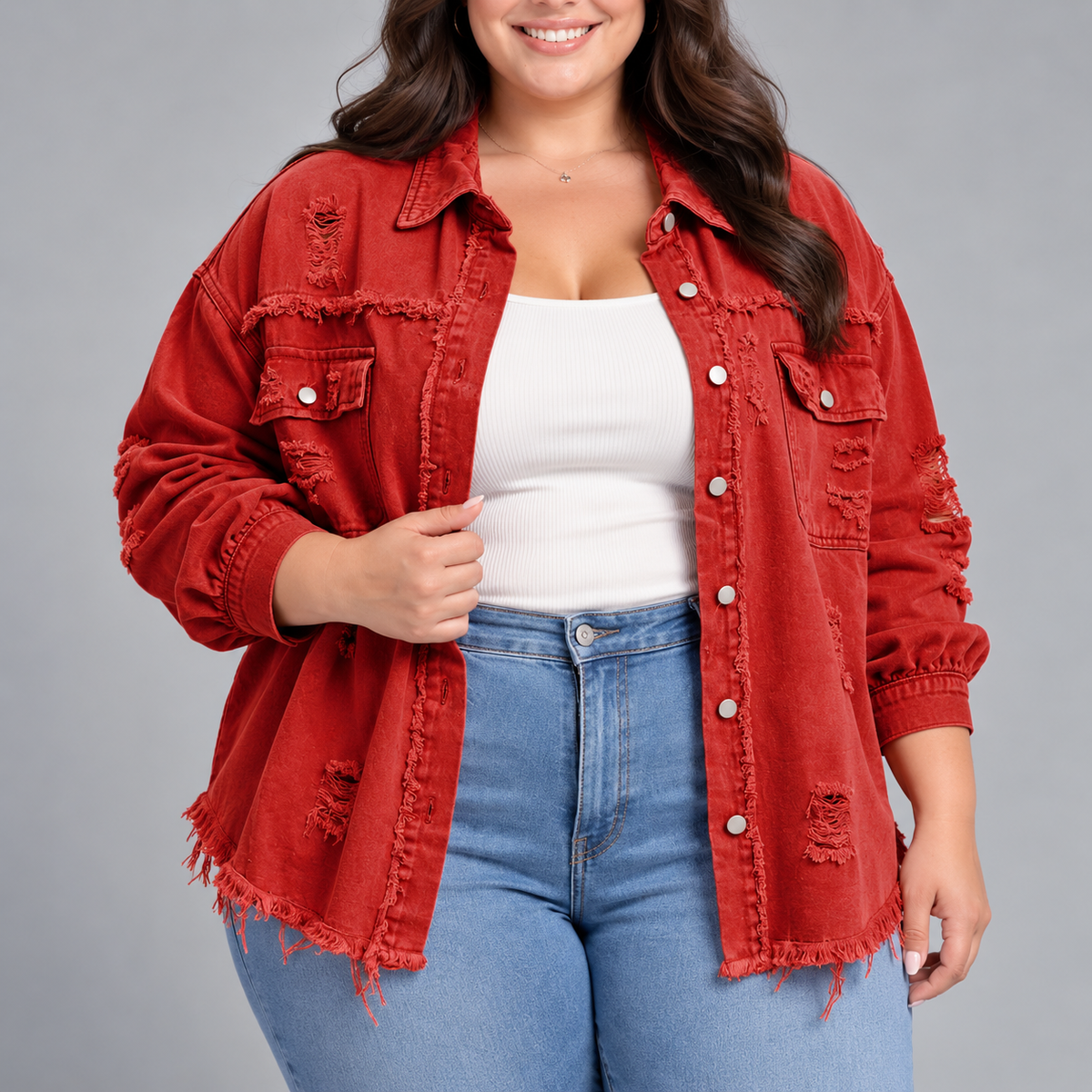 Nadine | Distressed Denim Blazer