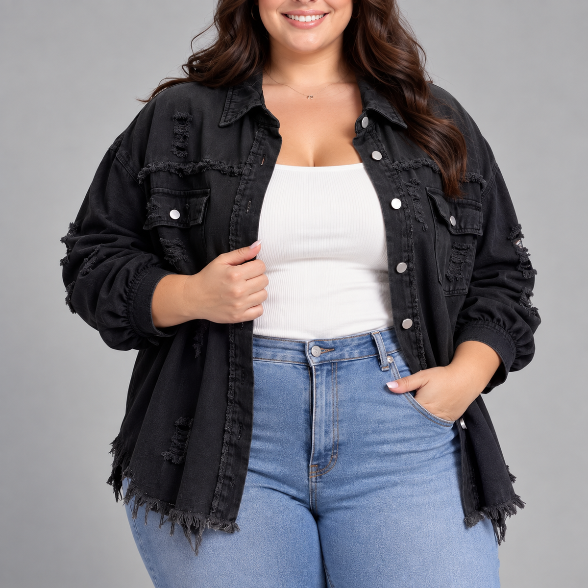 Nadine | Distressed Denim Blazer