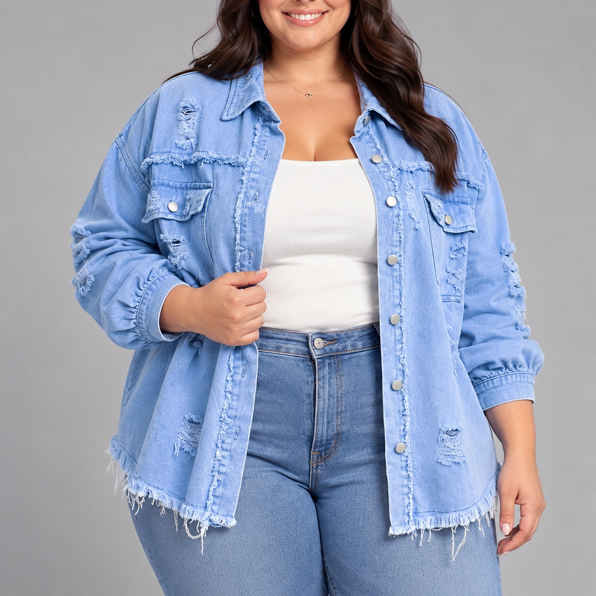 Nadine | Distressed Denim Blazer