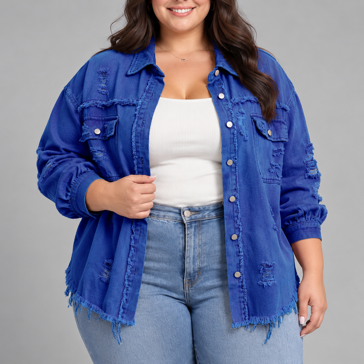 Nadine | Distressed Denim Blazer