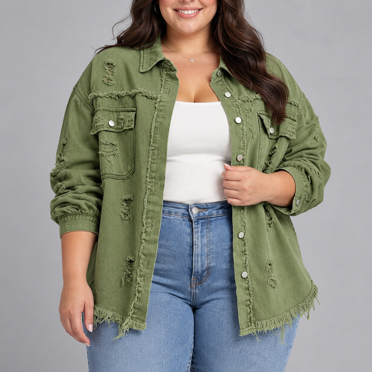 Nadine | Distressed Denim Blazer