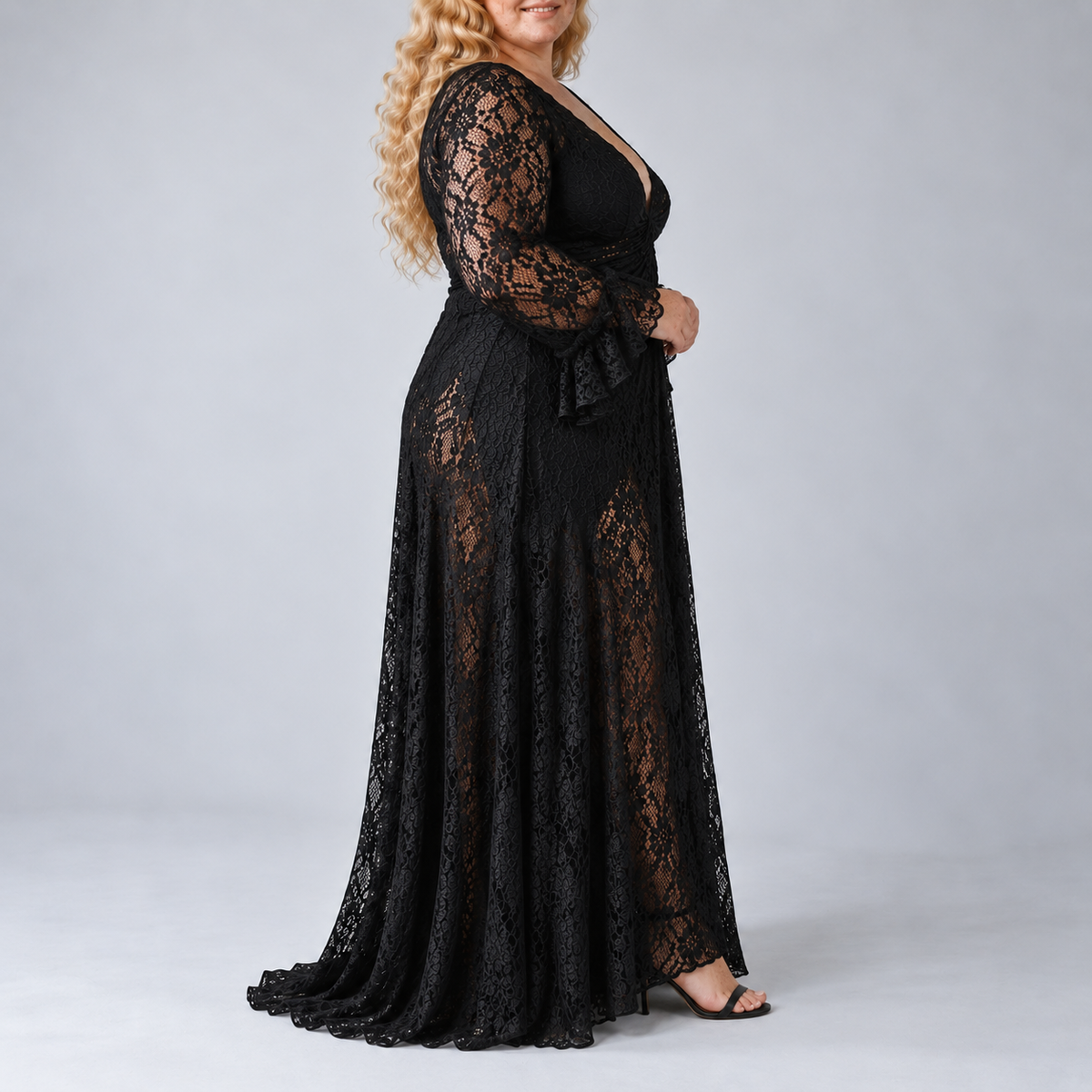 Morgana | Black Plunge V-Neck Maxi Dress