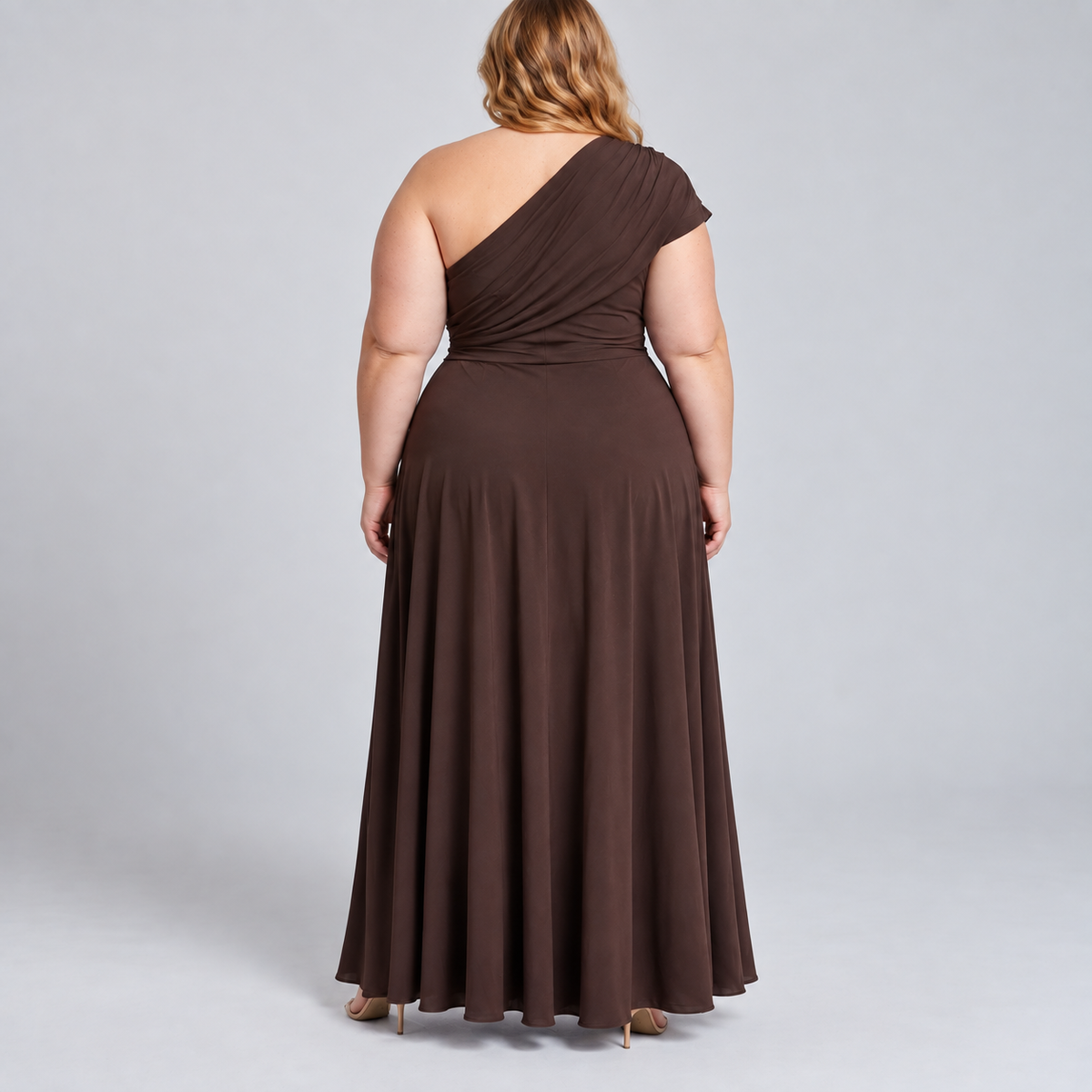 Rosetta | Chocolate One-Shoulder Maxi Dress