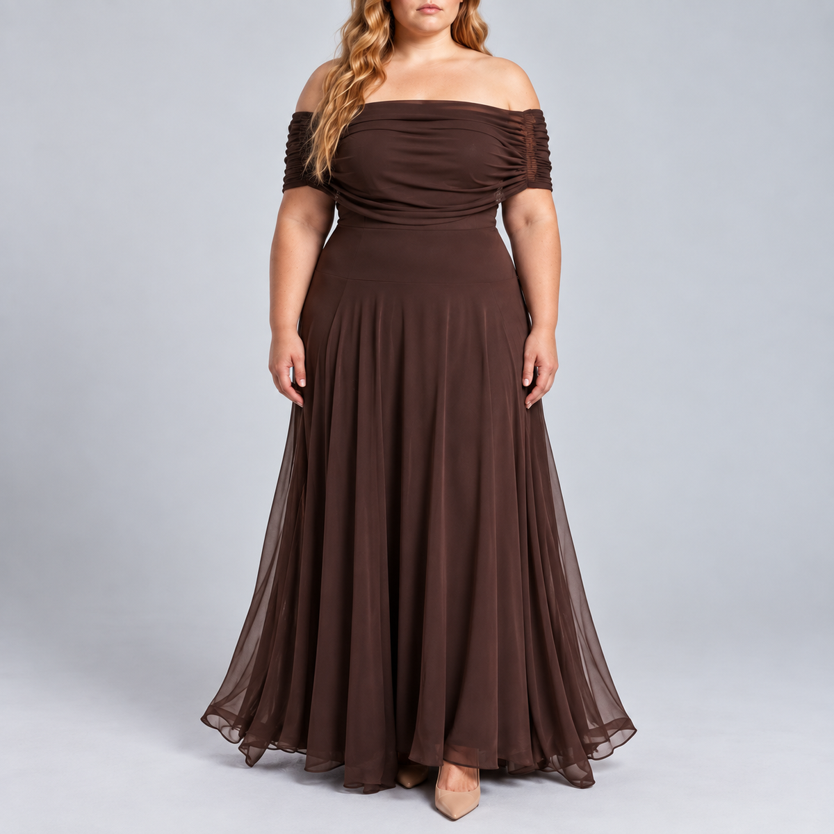 Rosetta | Chocolate One-Shoulder Maxi Dress