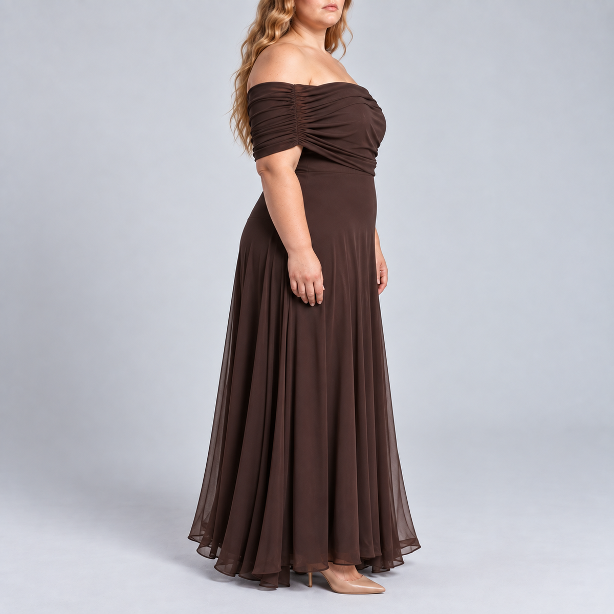 Rosetta | Chocolate One-Shoulder Maxi Dress