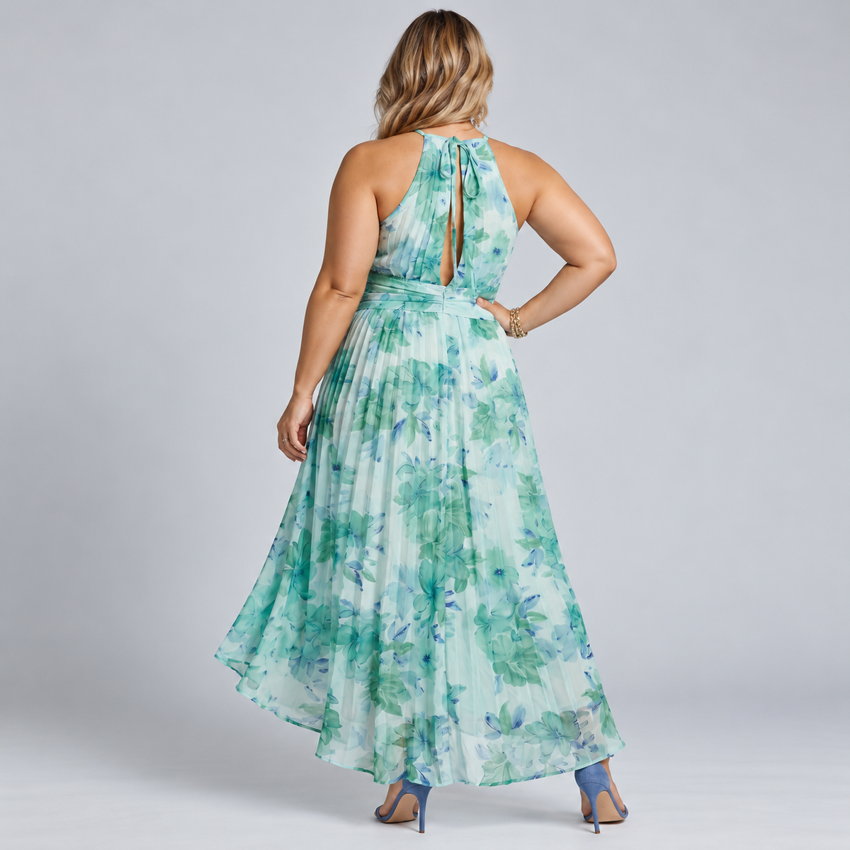 Portia | Pleated Halter Midi Dress