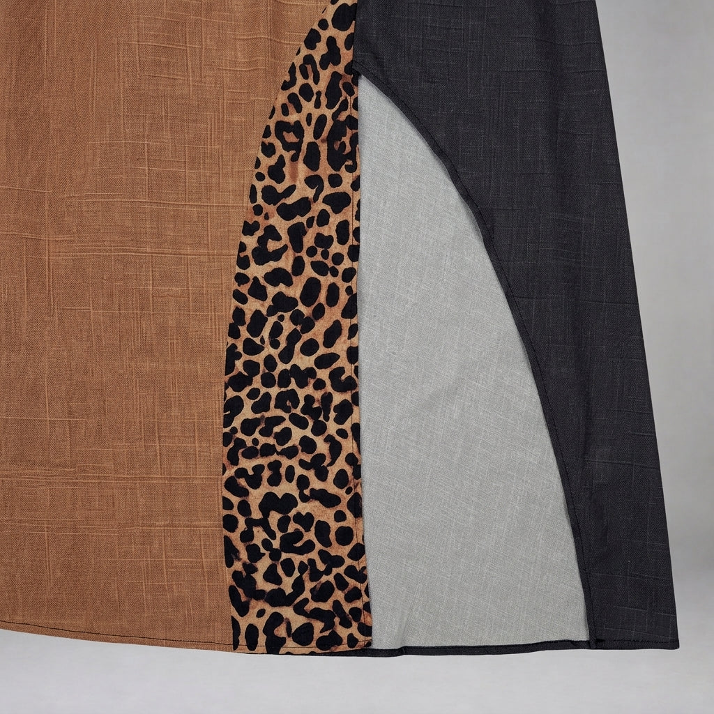 Myrna Leopard Halter Maxi Dress