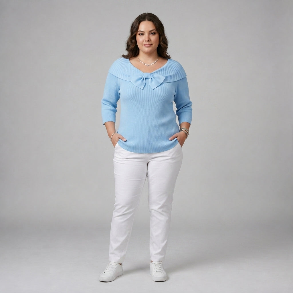 Tivella | Jumper with Bow and Round Neckline
