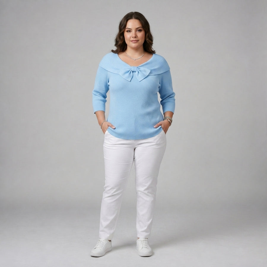 Tivella | Jumper with Bow and Round Neckline