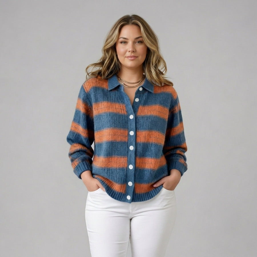 Tegan | Striped Button Front Cardigan