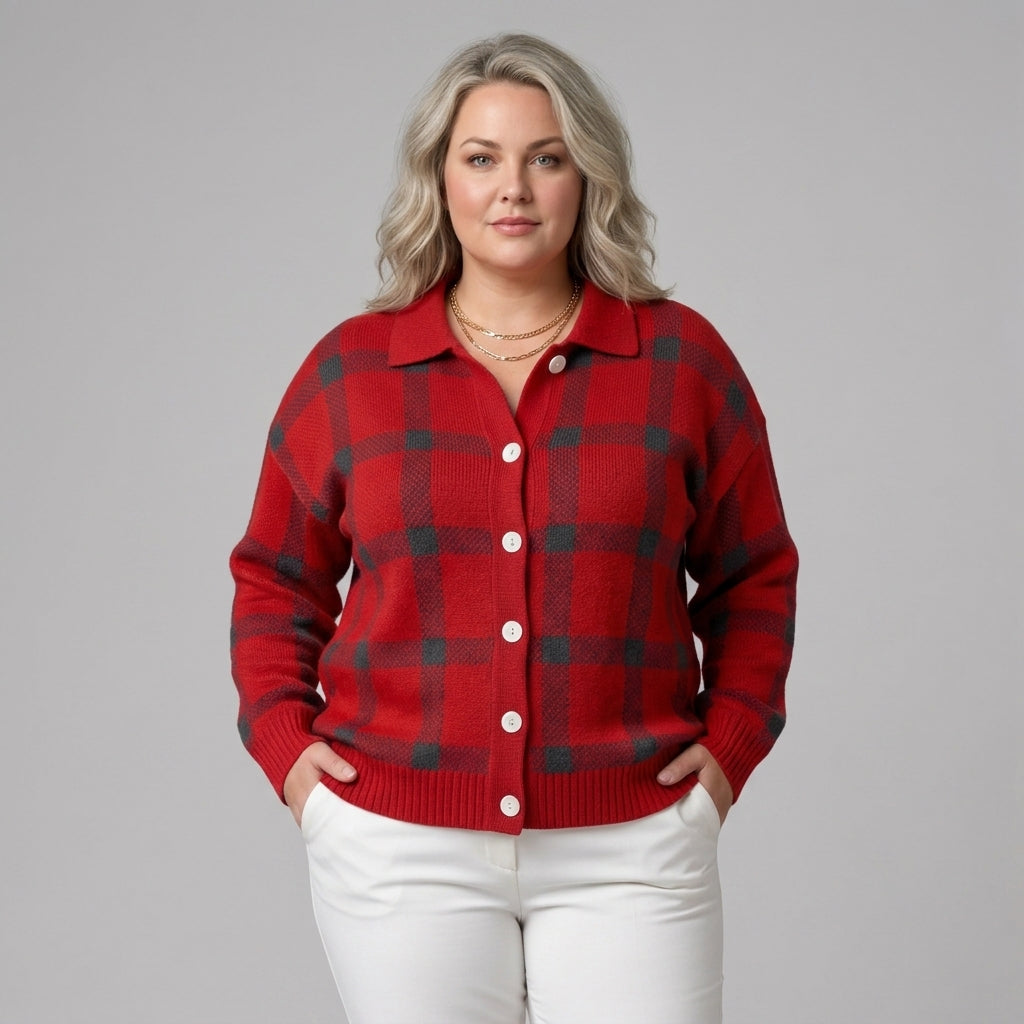Blythe | Cosy Checked Button Cardigan
