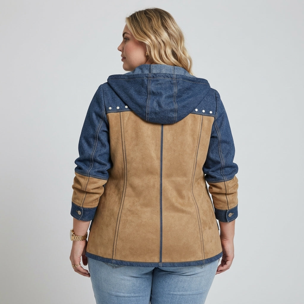 Natalie – Navy and Camel Hooded Jacket