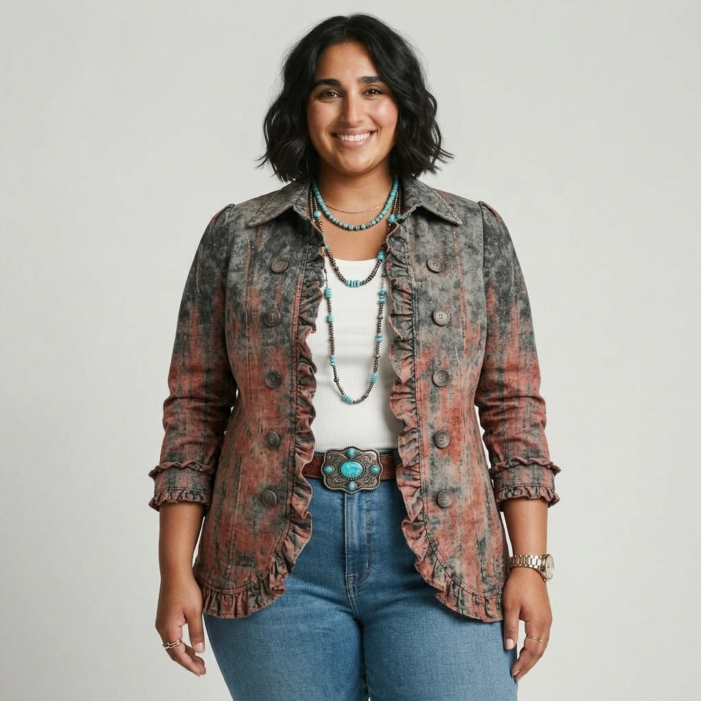 Nicola – Textured Gradient Frill Jacket