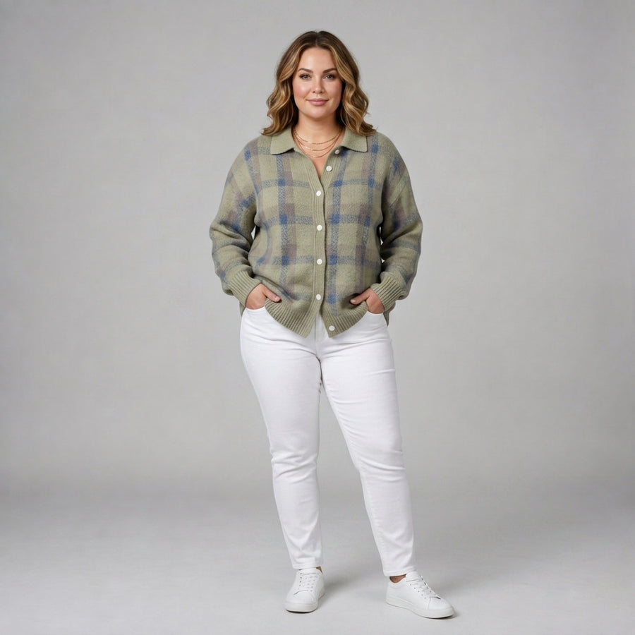 Etta | Checked Button Up Cardigan