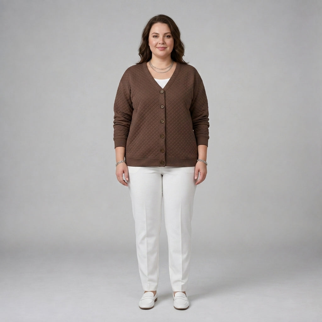 Laverne | Quilted Button Front Cardigan