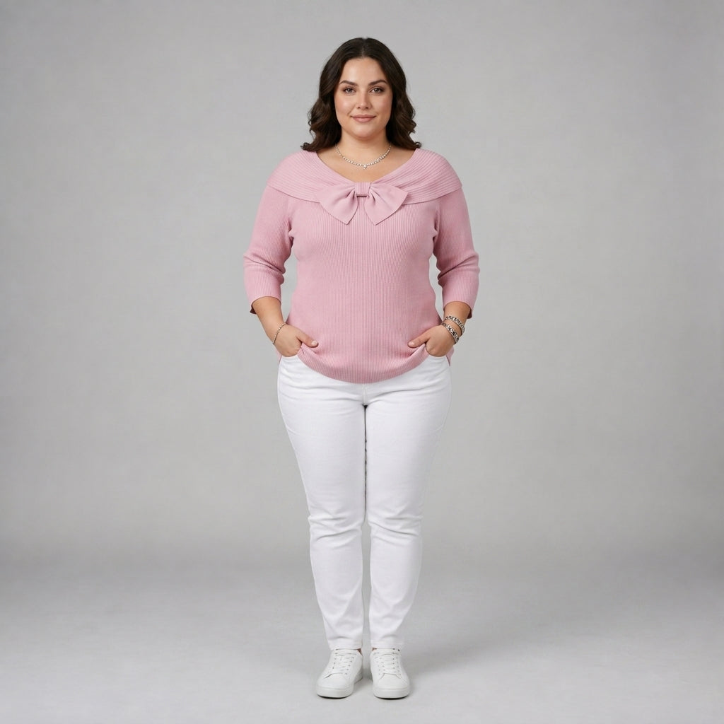Tivella | Jumper with Bow and Round Neckline